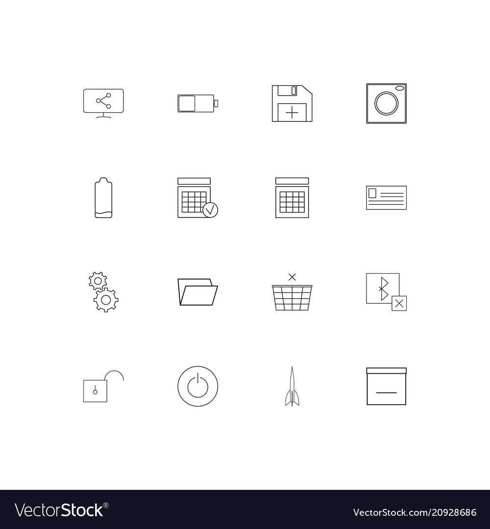 User interface linear thin icons set outlined