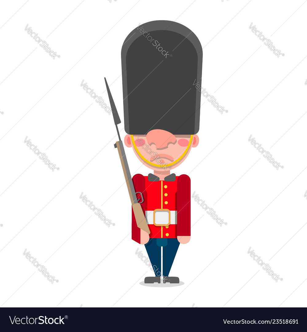 A british guardsman with gun stands