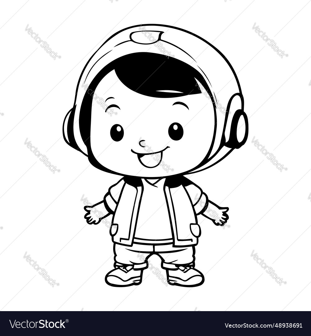 A kid boy wearing astronaut helmet