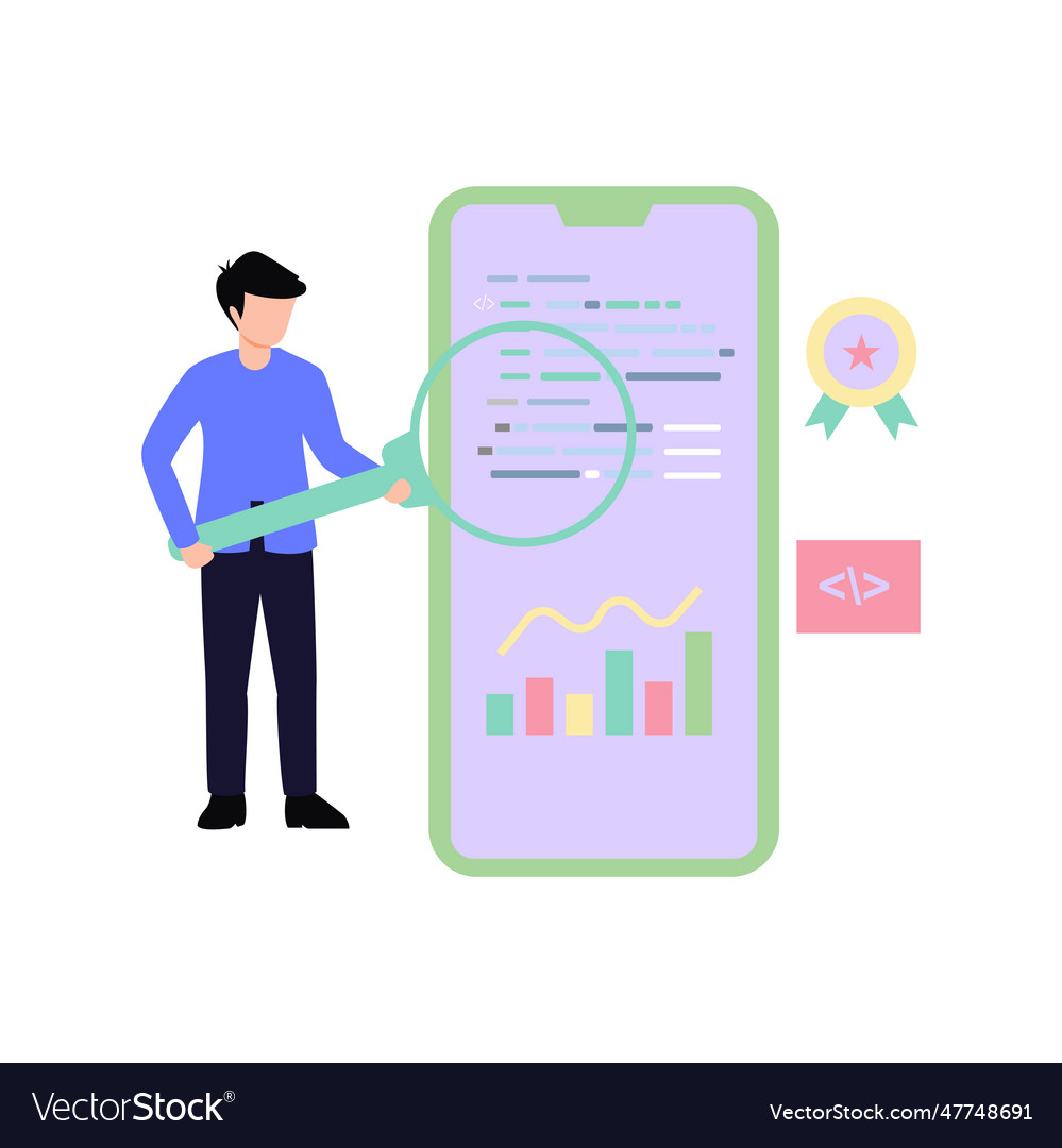 Boy looking for coding graph