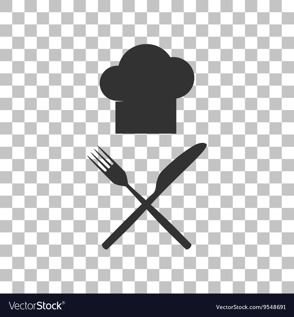 Chef with knife and fork sign dark gray icon Vector Image