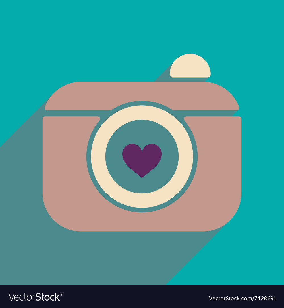 Flat web icon with long shadow camera