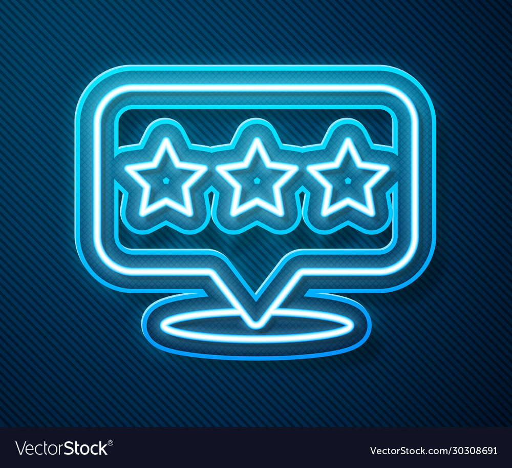 Glowing neon line map pointer with star icon vector image Glowing neon line map pointer with star icon