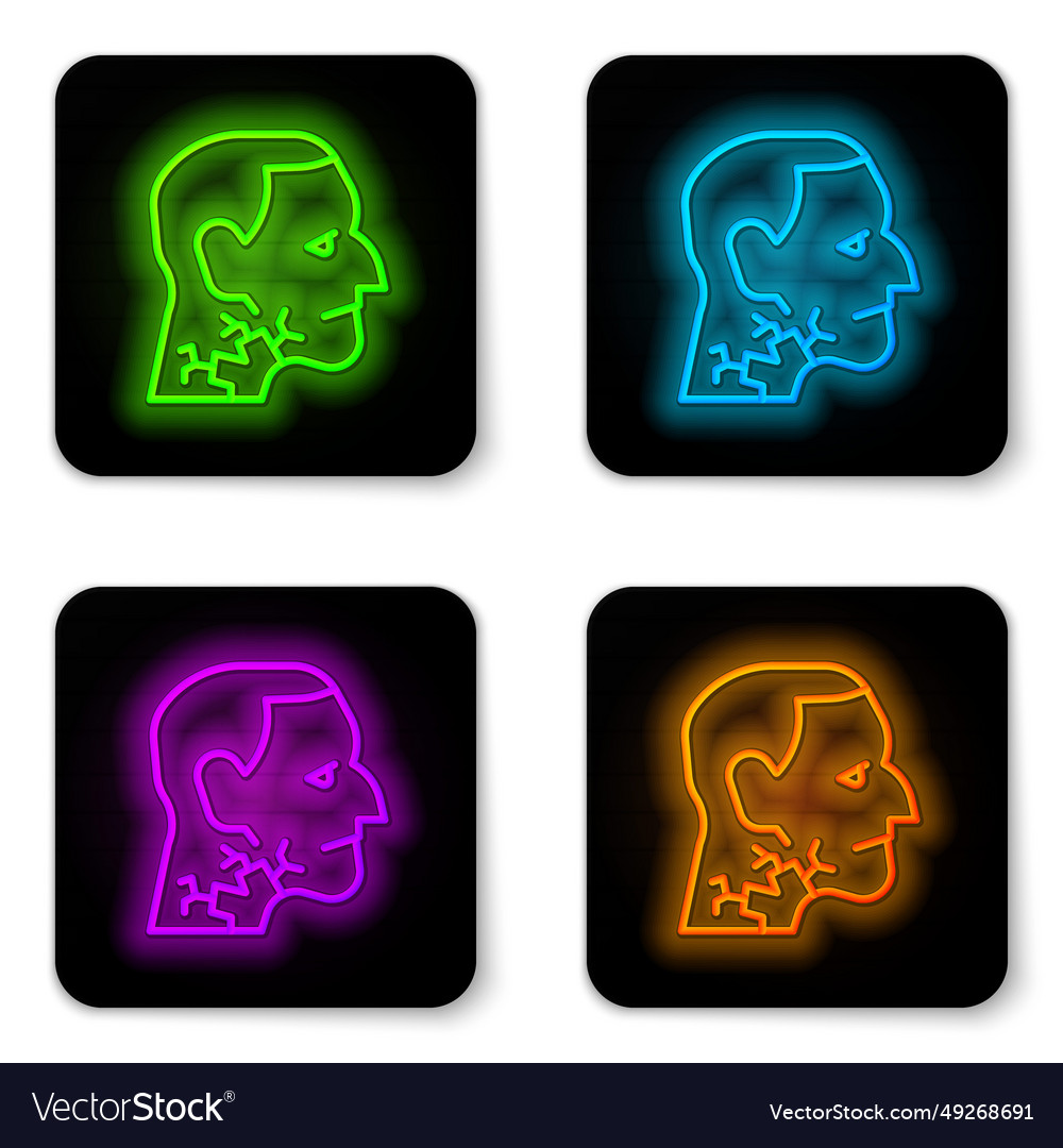 Glowing neon line throat cancer icon isolated