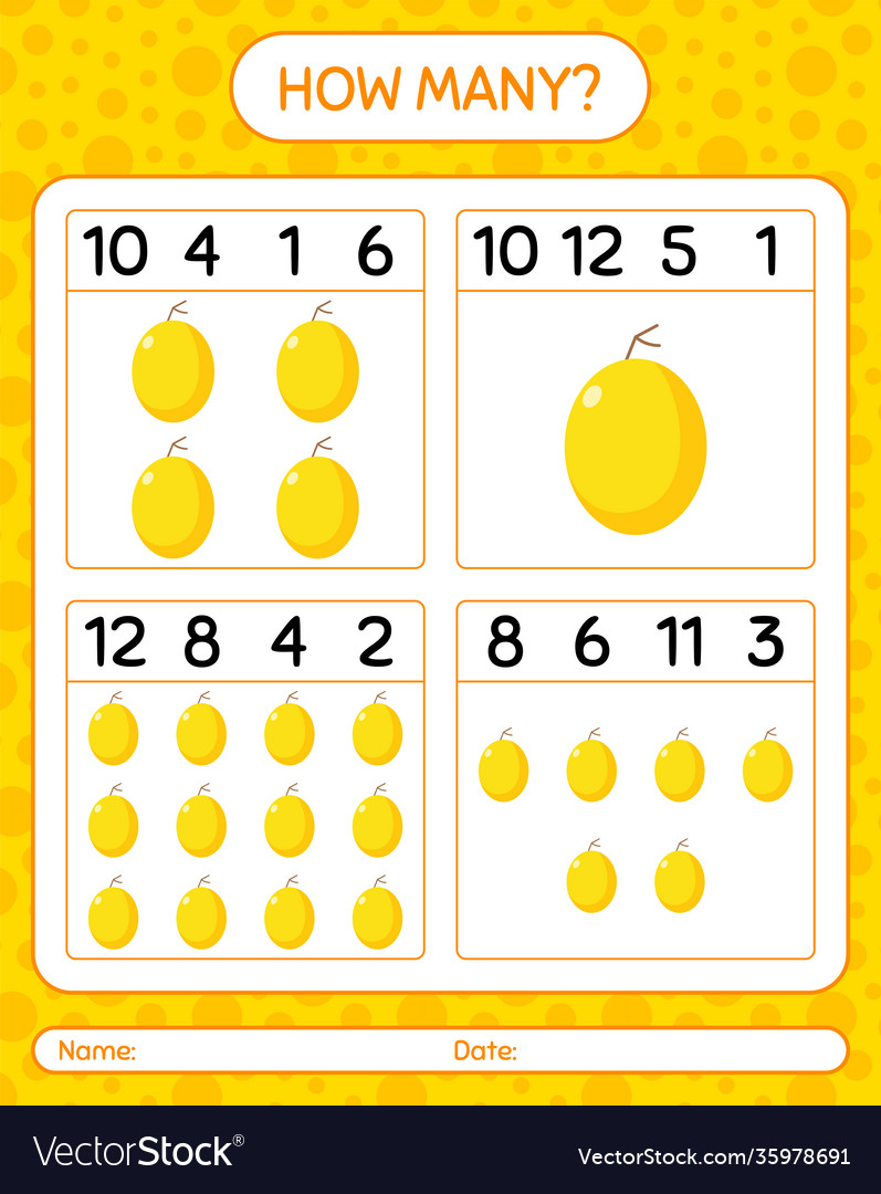 How many counting game with honeydew melon Vector Image How many counting game with honeydew melon