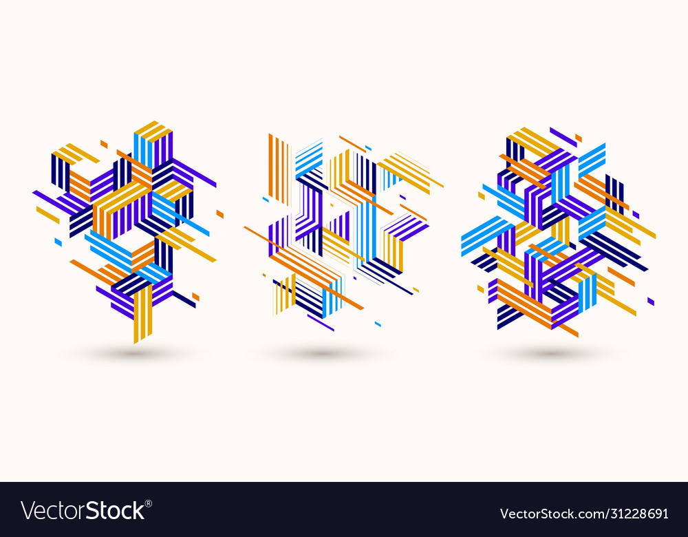 Linear striped abstract dimensional 3d vector image Linear striped abstract dimensional 3d