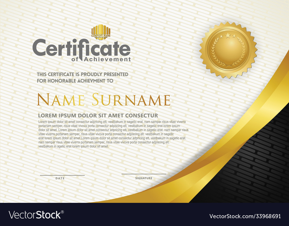 Luxury horizontal certificate template Royalty Free Vector