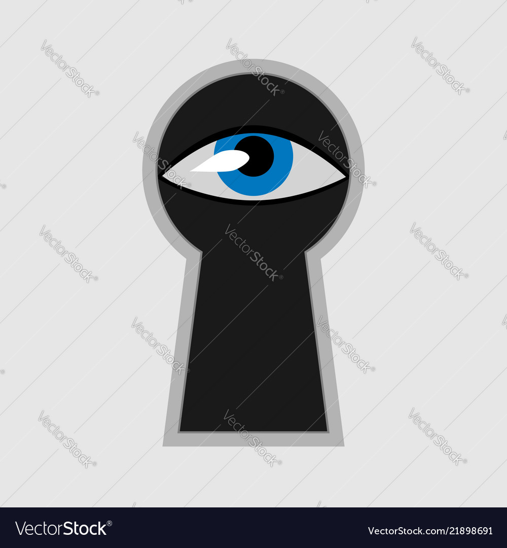 Man watching in keyhole vector image Man watching in keyhole