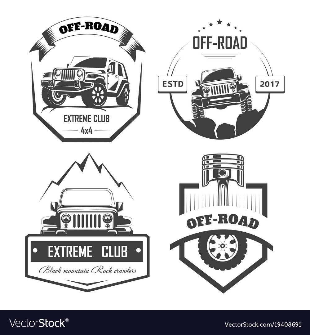 Off-road 4x4 Extreme Car Club Logo Templates Vector Image