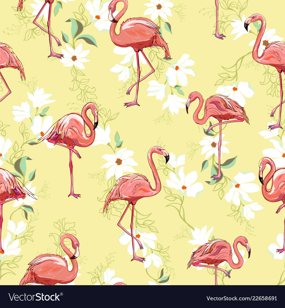 Seamless flamingo pattern vector image Seamless flamingo pattern