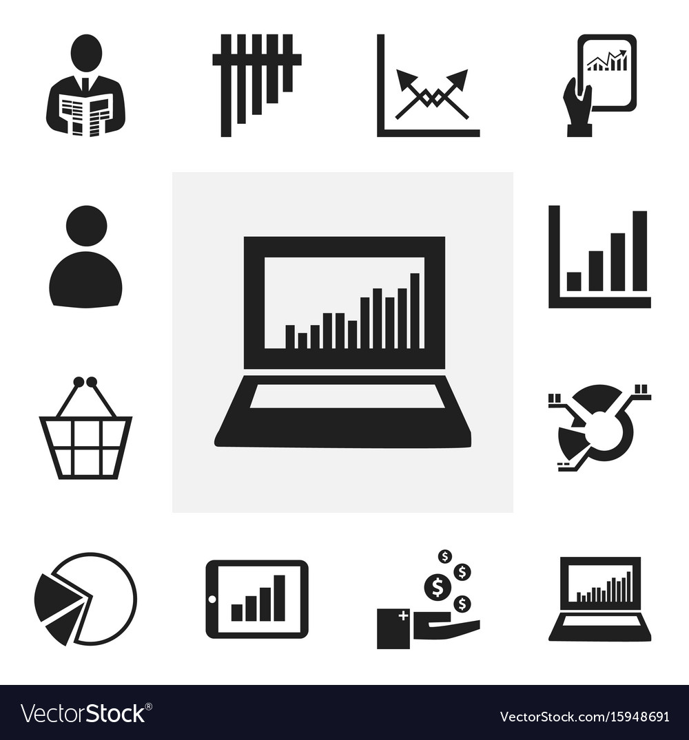 Set of 12 editable statistic icons includes