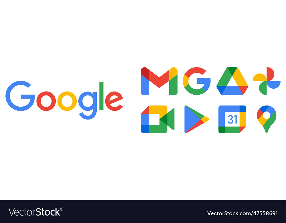 Set of popular google services products editorial Vector Image