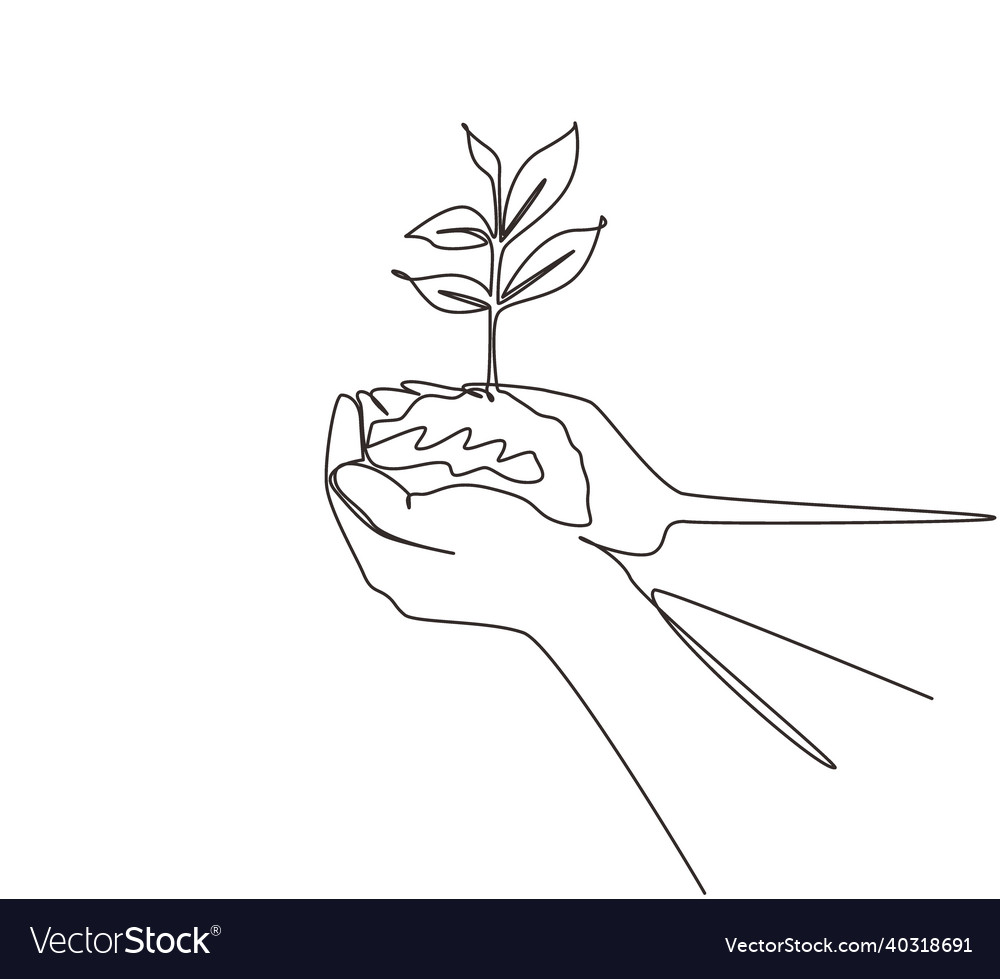 Single continuous line drawing hands Royalty Free Vector