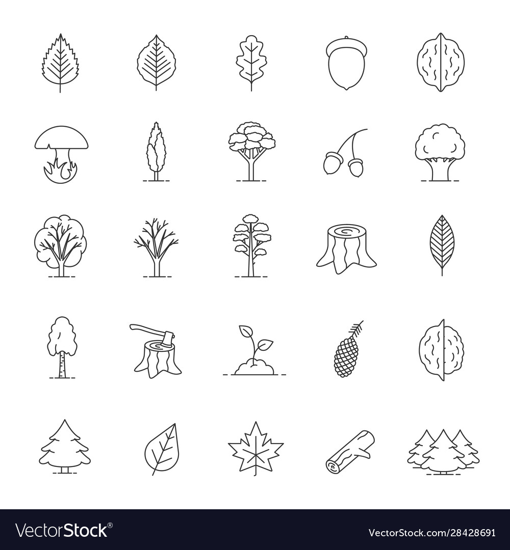 Tree Icon Set - Linear Style