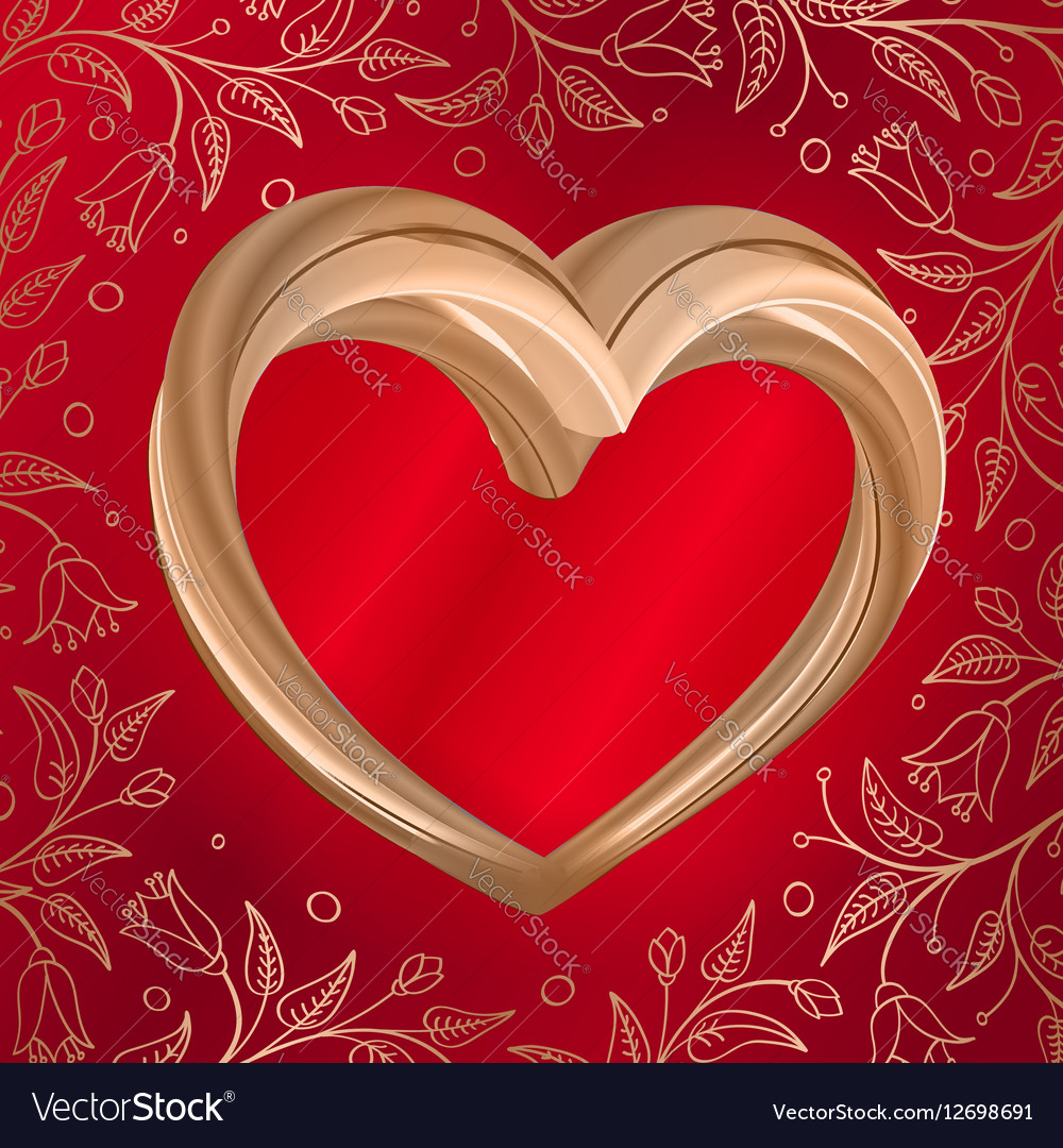 Valentines Hintergrund abstrakt goldenes Herz auf rot