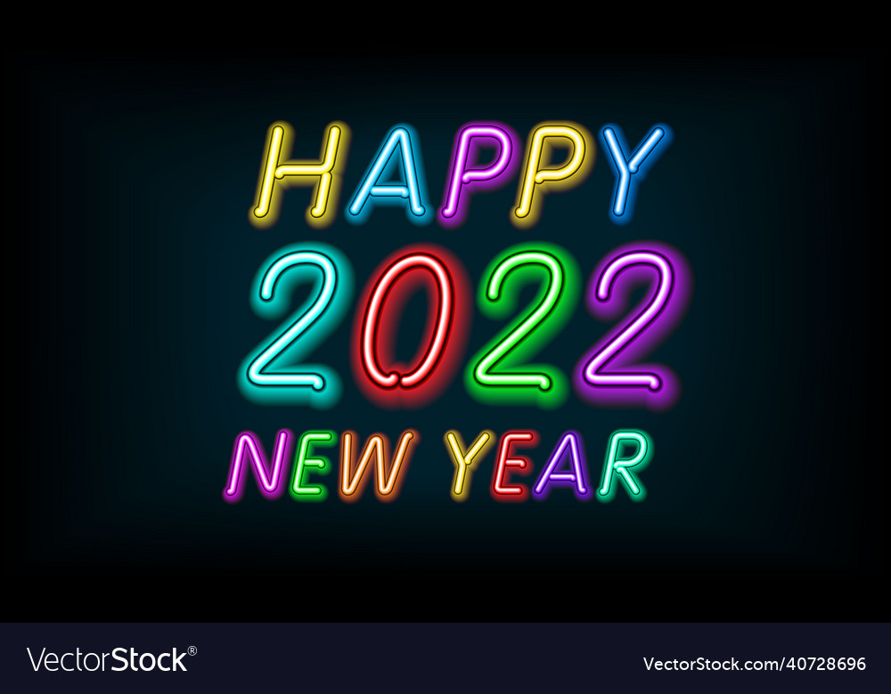 2022 year symbol neon symbol light color bulbs Vector Image