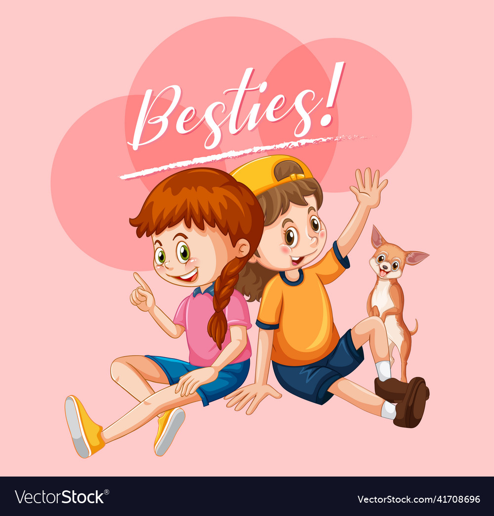 Best friend girls cartoon character with besties Vector Image