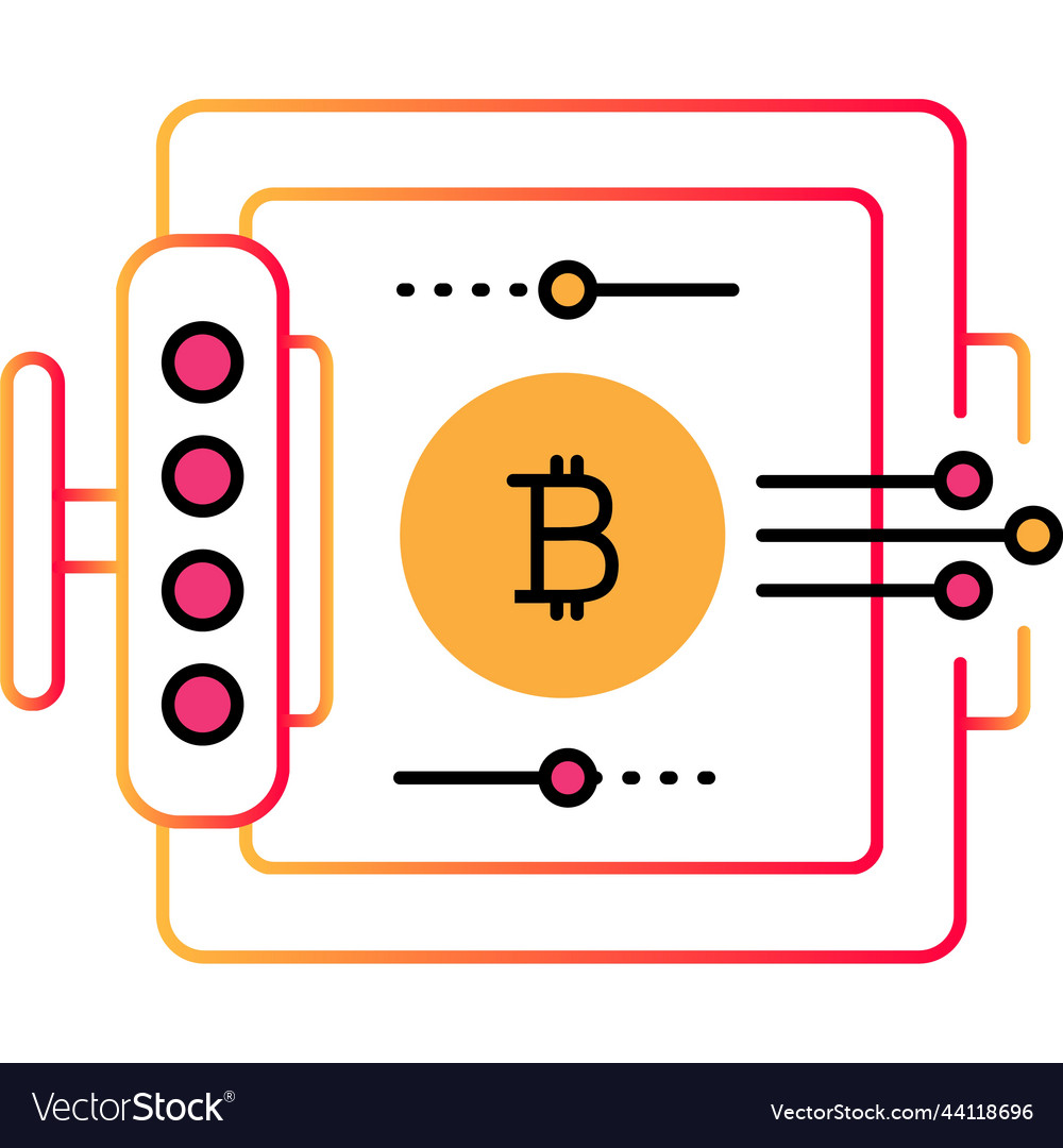 Bitcoin icon blockchain token mining design