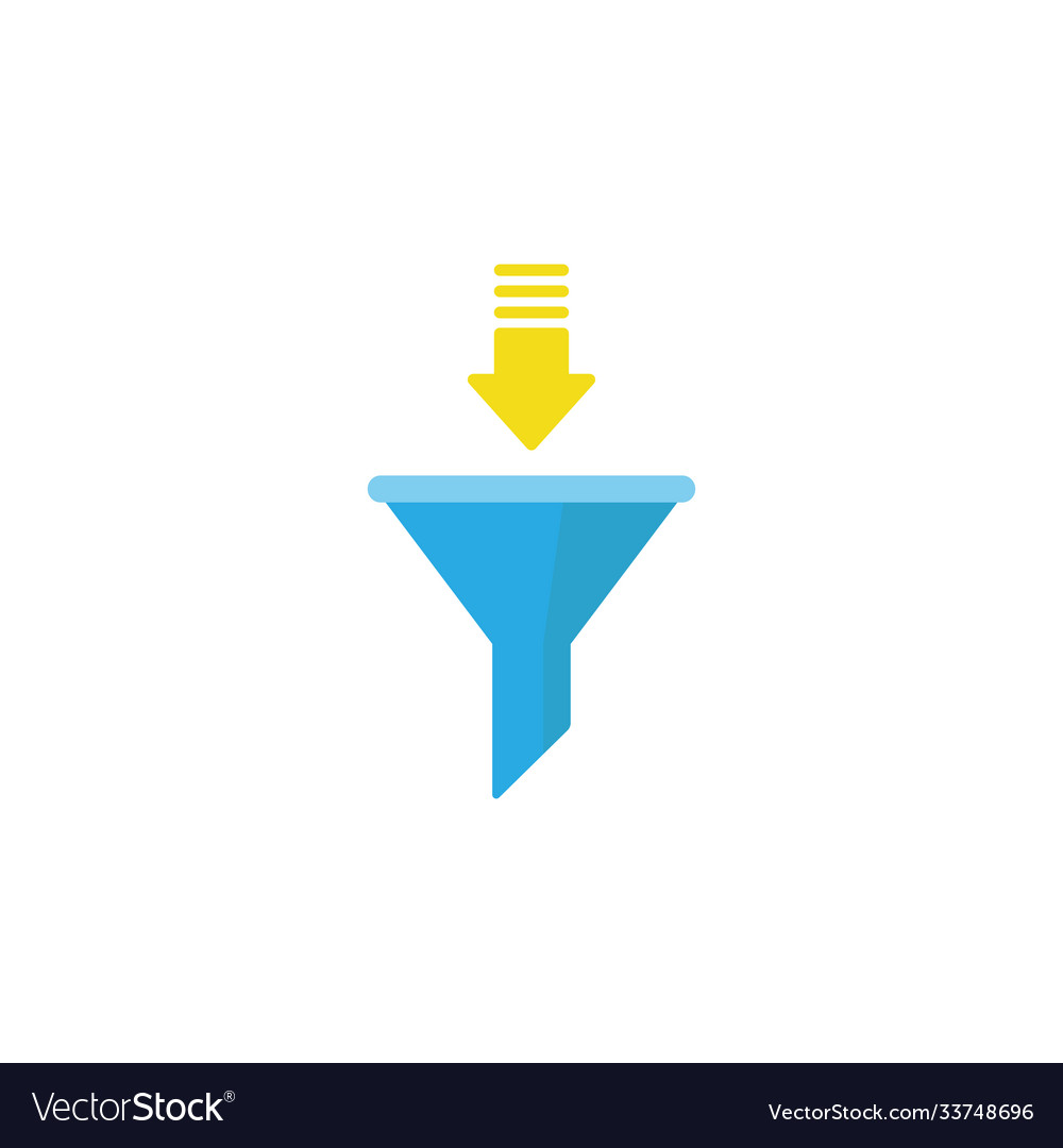 Blue data filter with yellow arrow flat