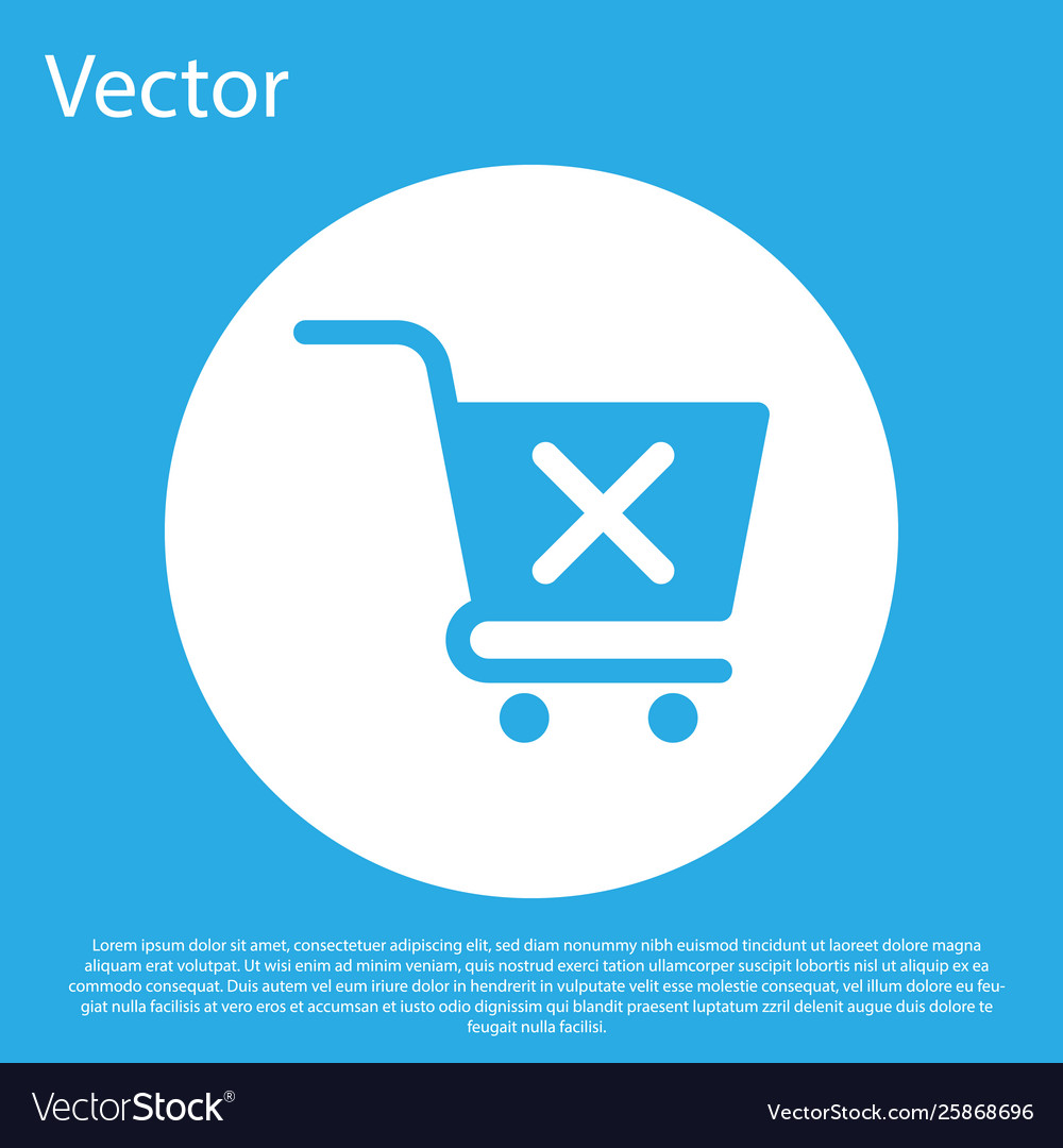 Blue remove shopping cart icon isolated on Vector Image