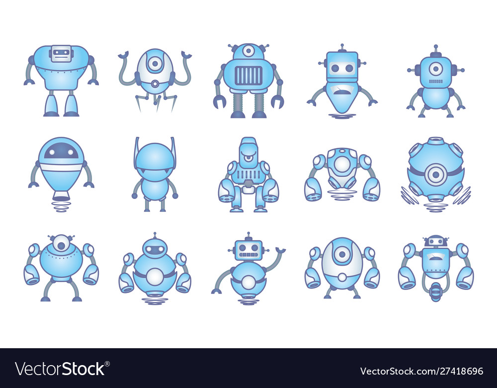 Bundle robots cyborg set icons
