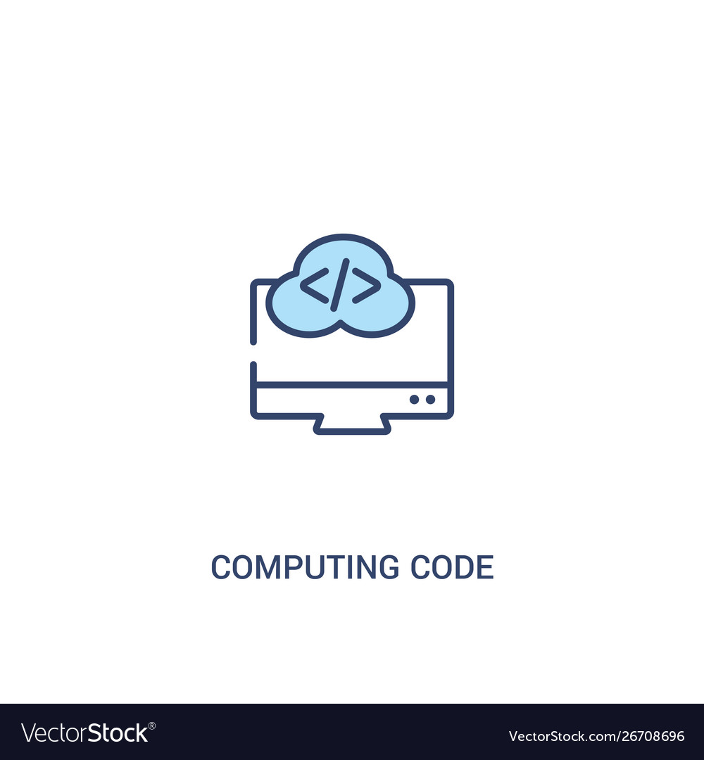 Computing code concept 2 colored icon simple line vector image Computing code concept 2 colored icon simple line