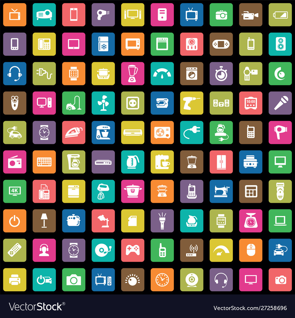 Electronics 100 icons universal set for web and ui