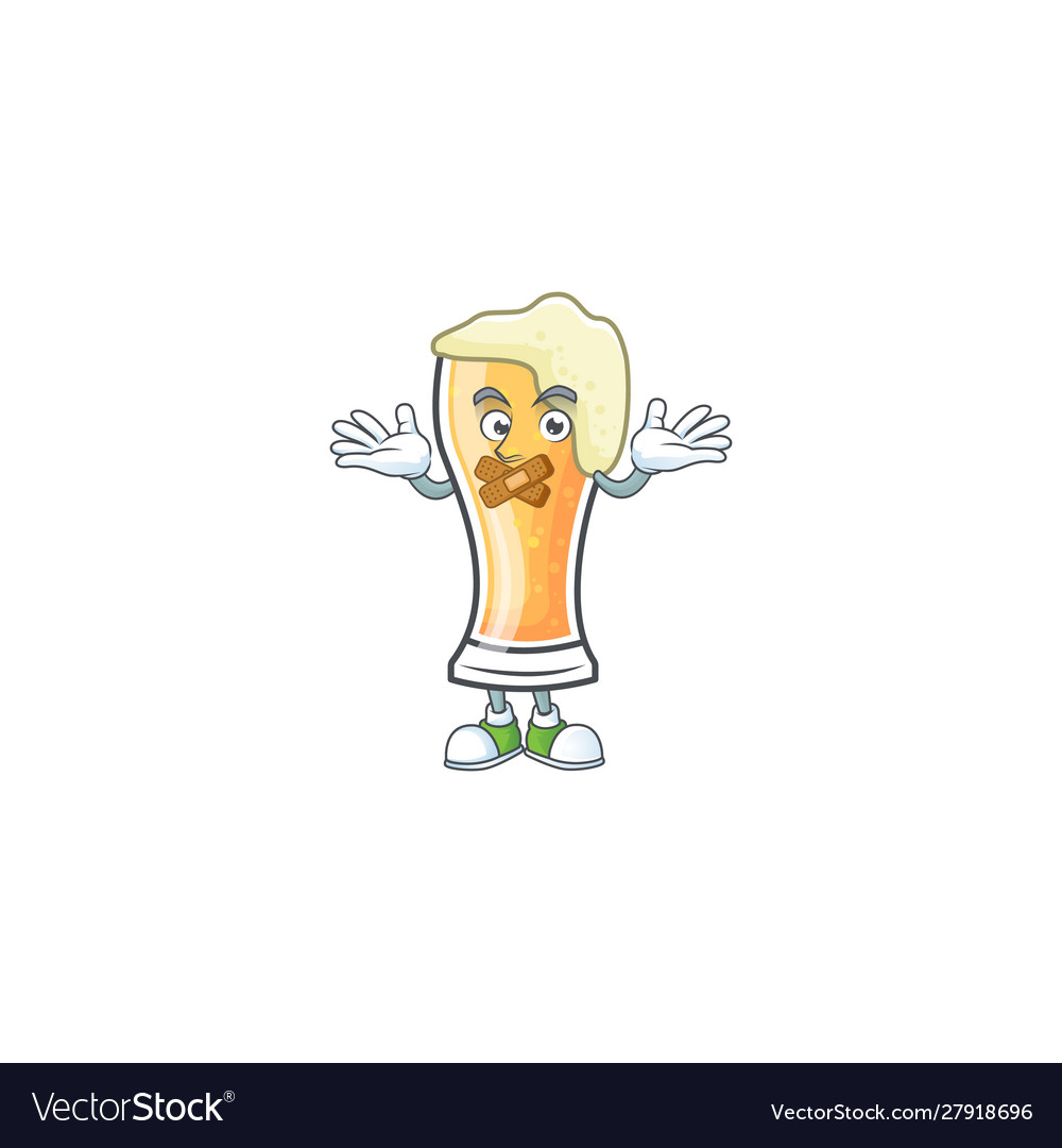 Fresh beer glass with cartoon character silent Vector Image