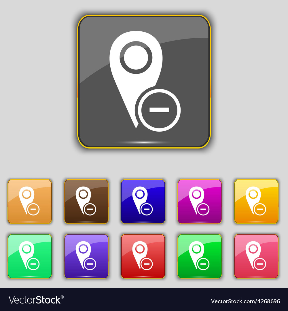 Map pointer icon sign set with eleven colored