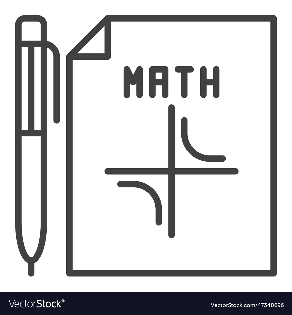 Math paper with pen mathematics concept outline Vector Image
