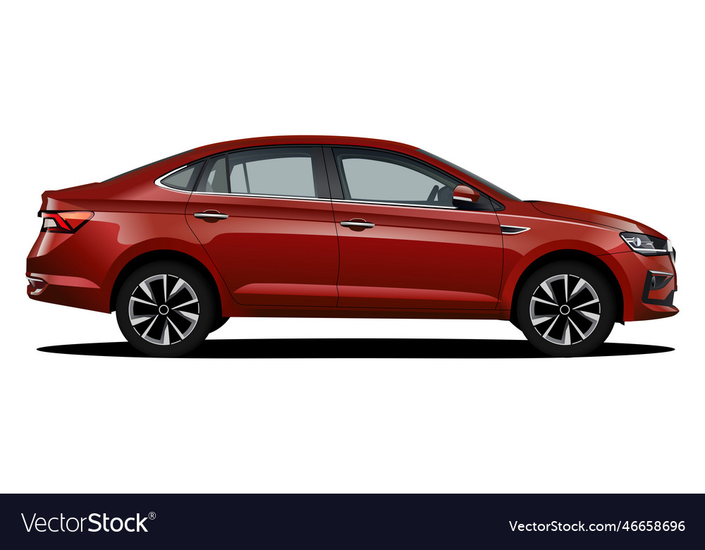 Realistic red car sedan Royalty Free Vector Image