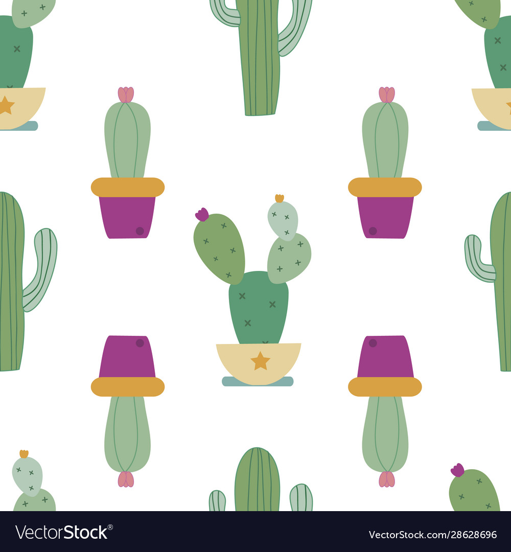Seamless pattern background with cactus vector image Seamless pattern background with cactus