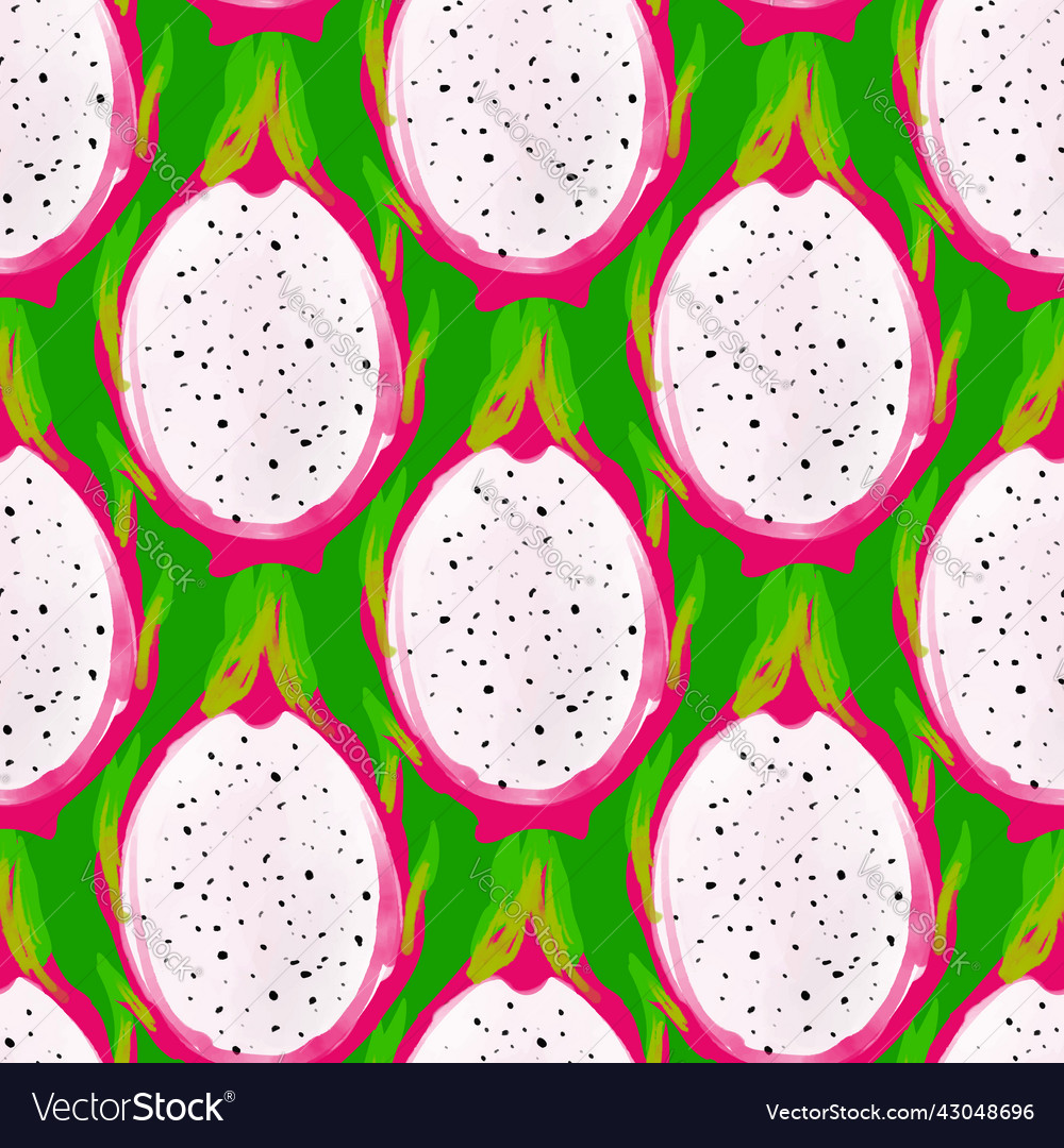 Seamless pattern with i of a pitahaya vector image Seamless pattern with i of a pitahaya