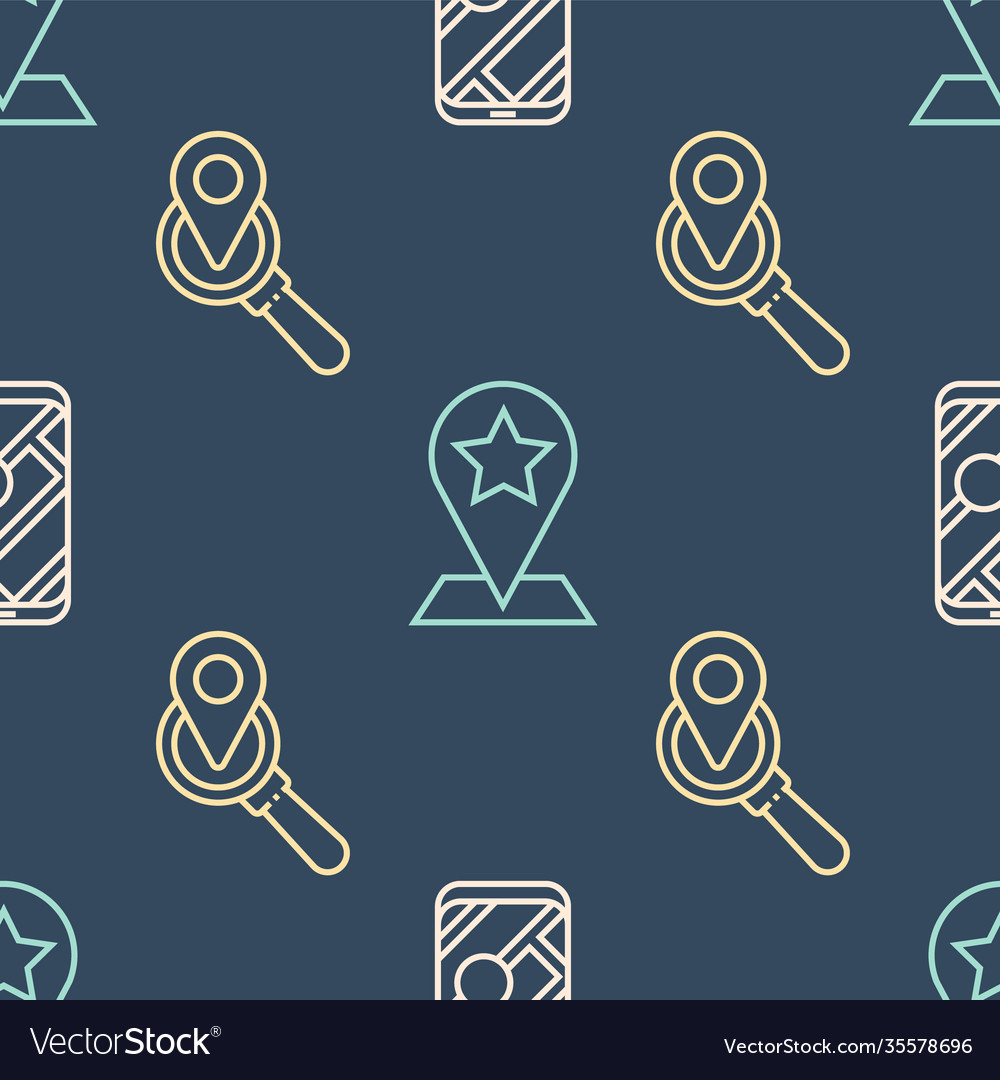 Set line city map navigation search location vector image Set line city map navigation search location