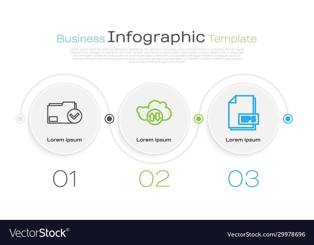 Set line document folder and check mark cloud vector image Set line document folder and check mark cloud