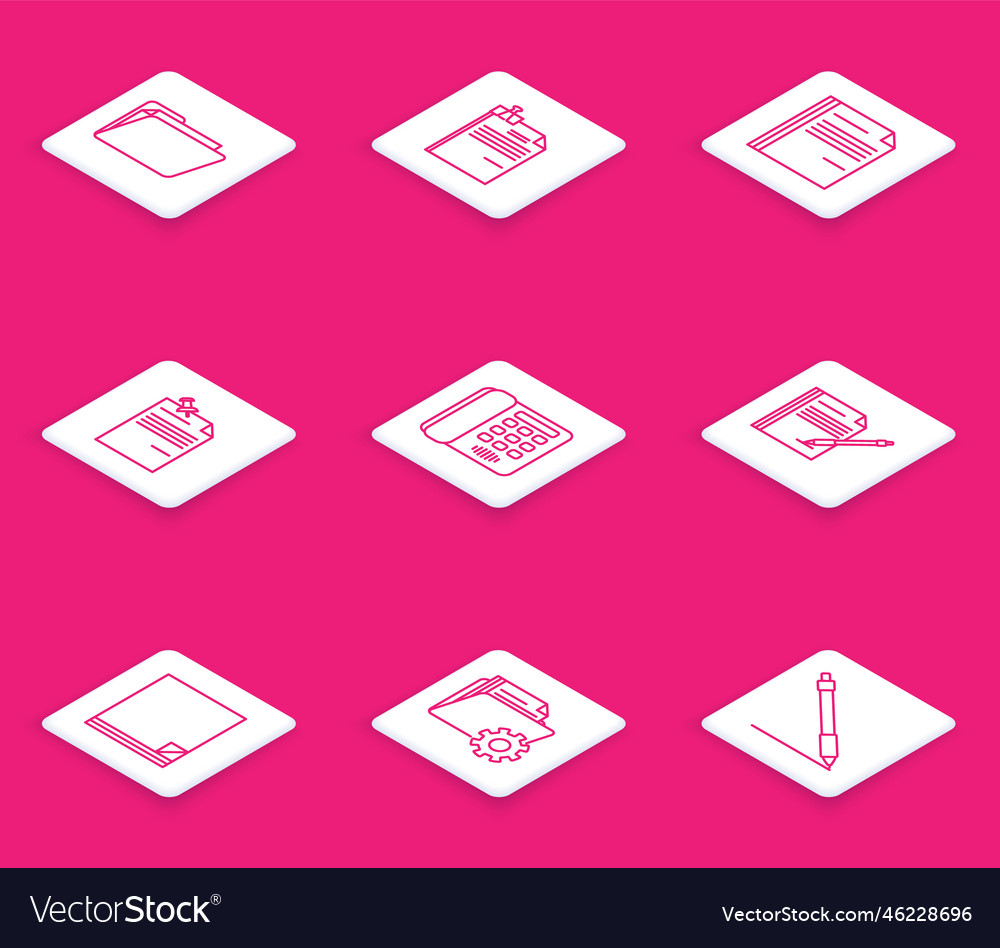 Set line document folder file and binder vector image Set line document folder file and binder