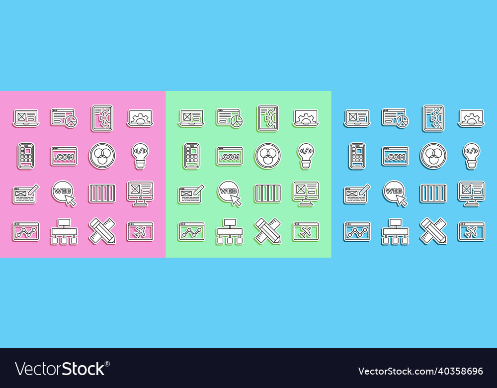 Set line website template ui or ux design front vector image Set line website template ui or ux design front