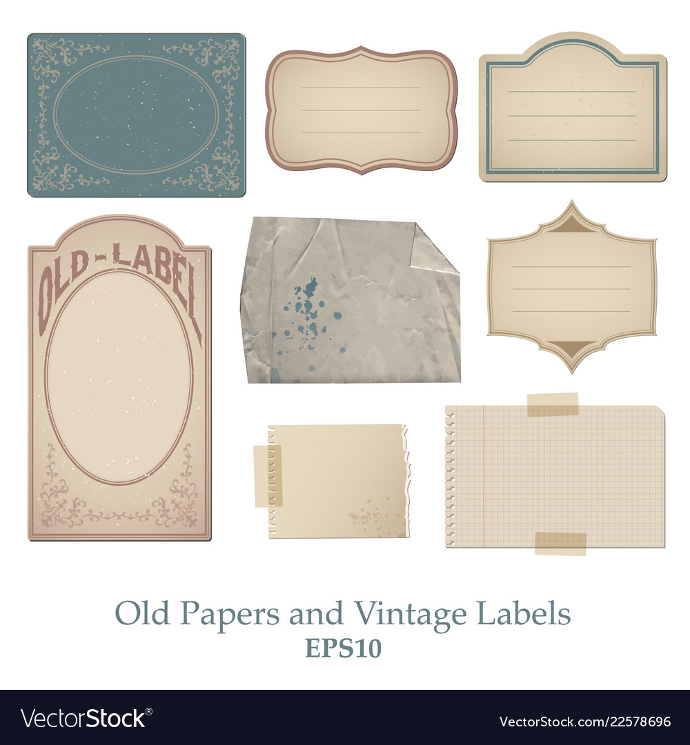 Set Of Old Papers Stained Bent And Spoiled Vector Image