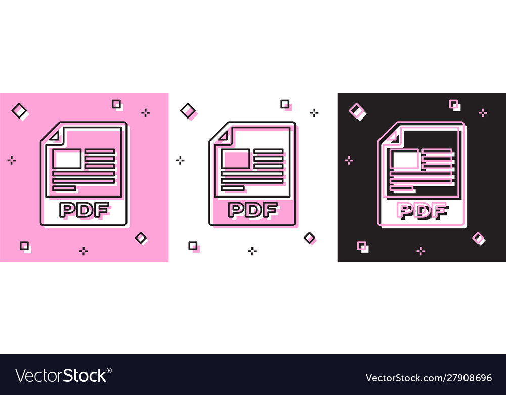 Set pdf file document download button icon vector image Set pdf file document download button icon