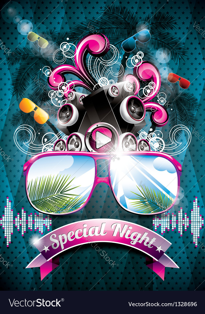 summer beach party flyer design with speakers vector image party flyers designs