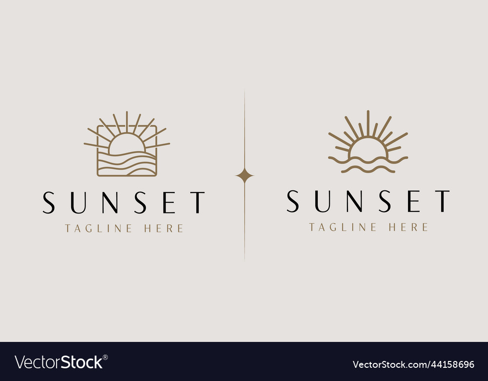 Sunset wave monoline logo template universal