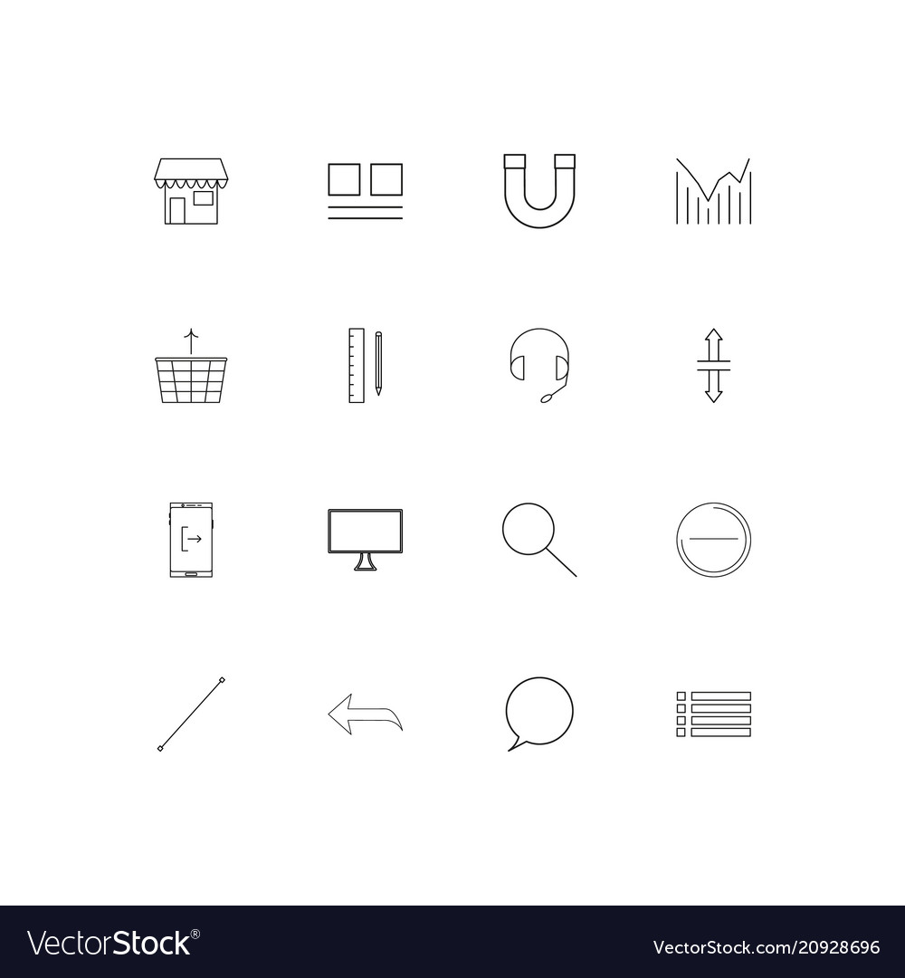 User interface linear thin icons set outlined