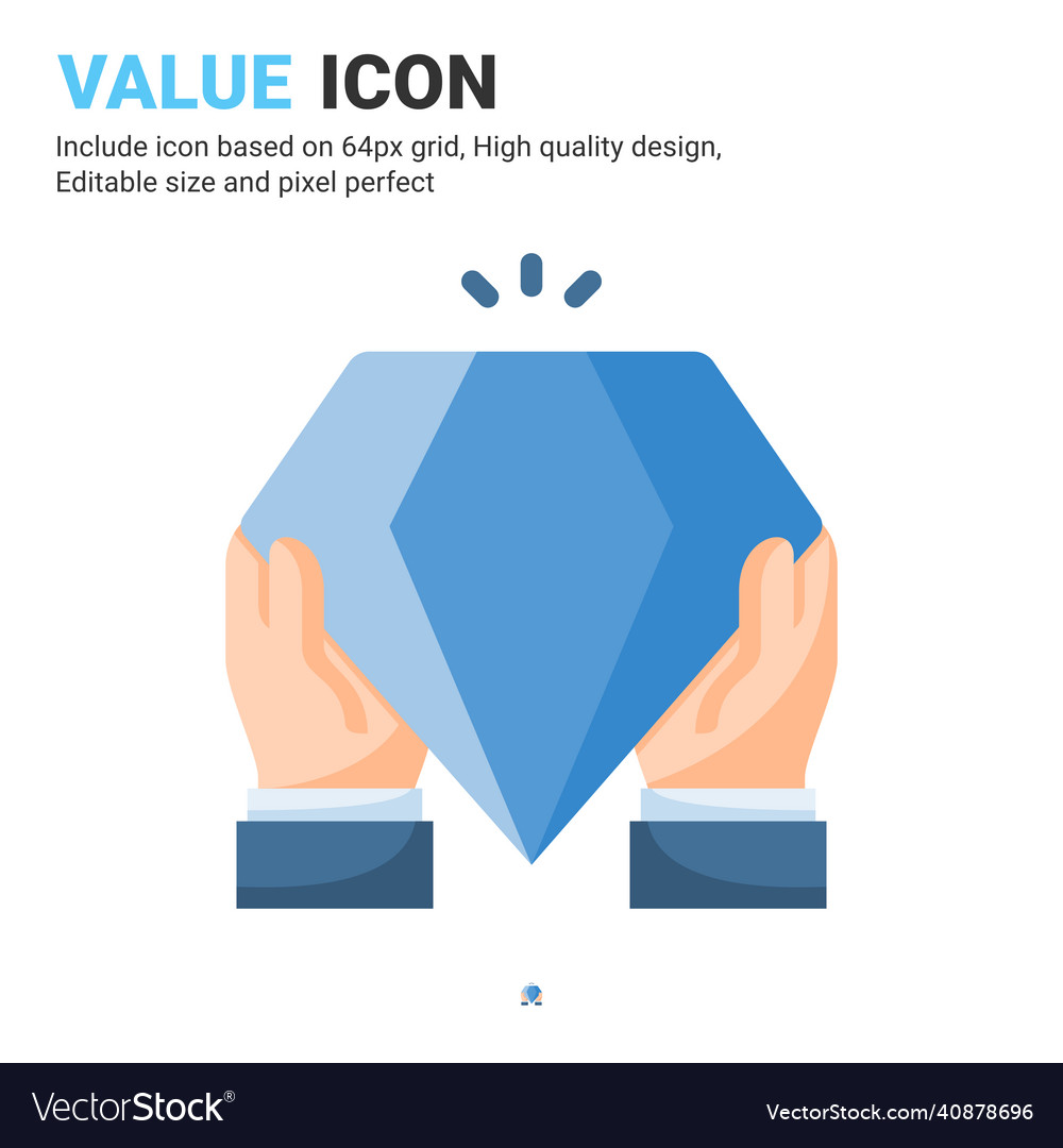 Value icon with flat color style isolated vector image Value icon with flat color style isolated