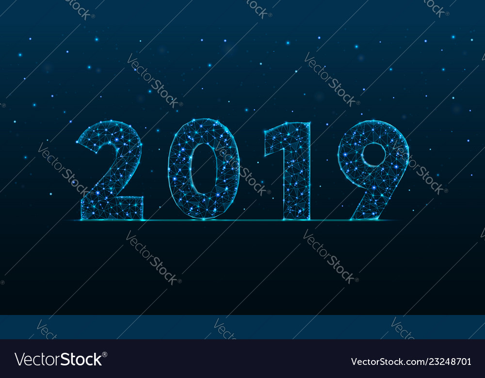 2019 new year made by points and lines polygonal vector image 2019 new year made by points and lines polygonal