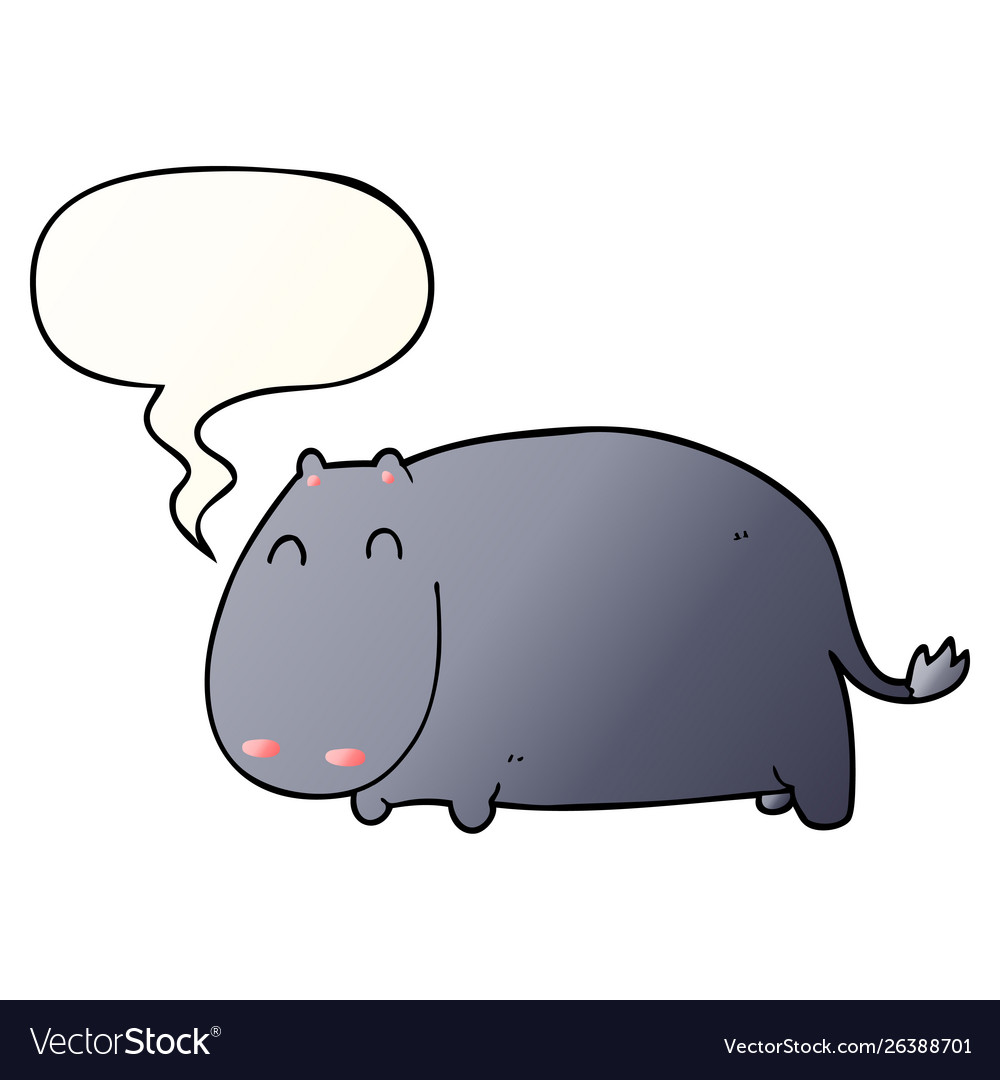 Cartoon hippo and speech bubble in smooth