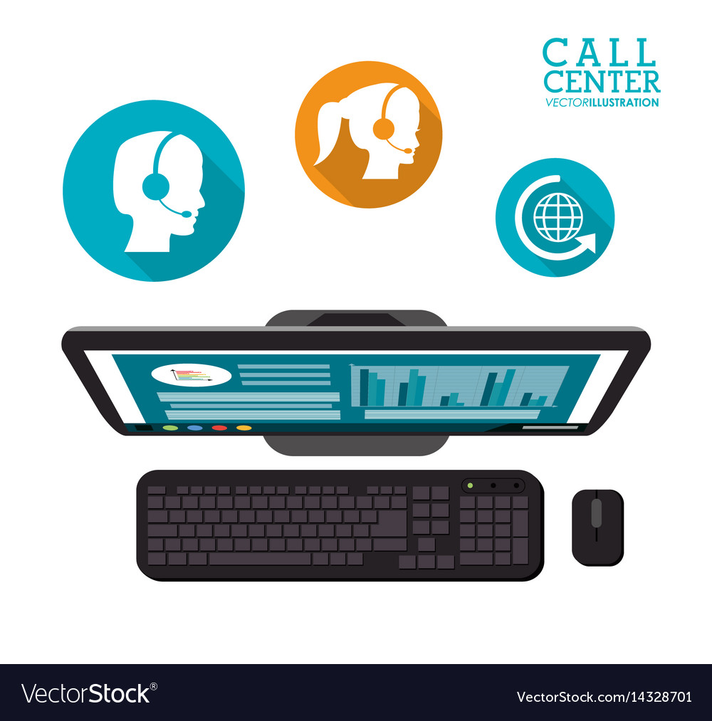 Computer Call Center Service Icons