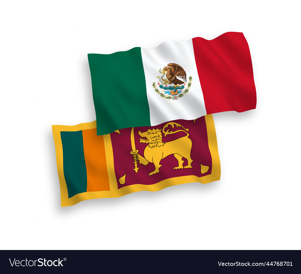 Flags of mexico and sri lanka on a white