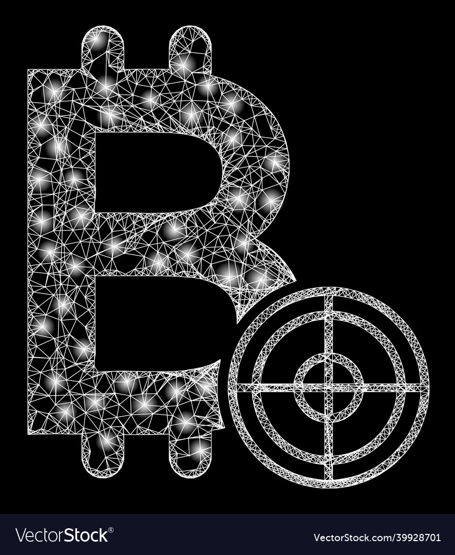 Flare net mesh bitcoin target with glare spots