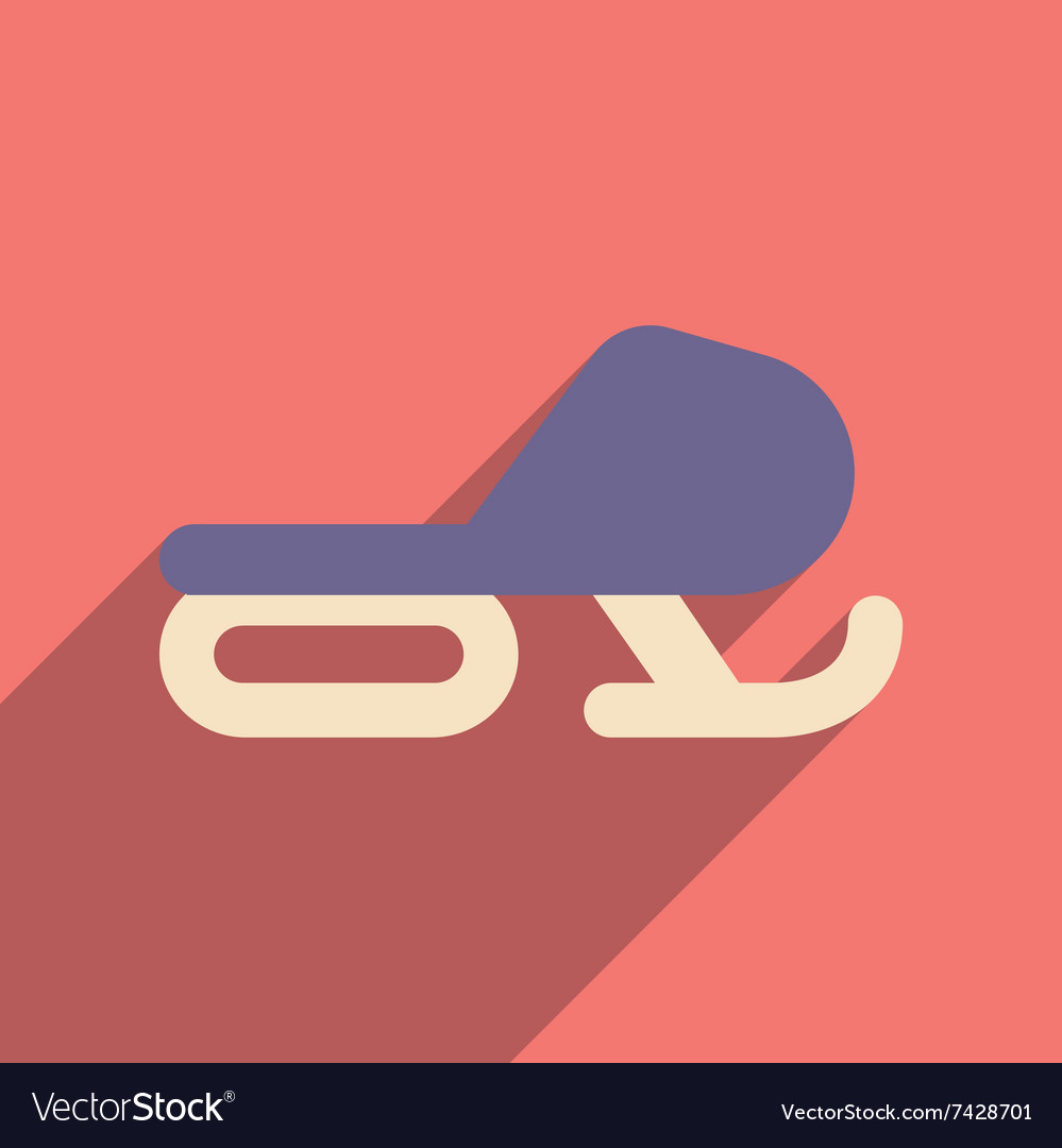 Flat web icon with long shadow snowmobile