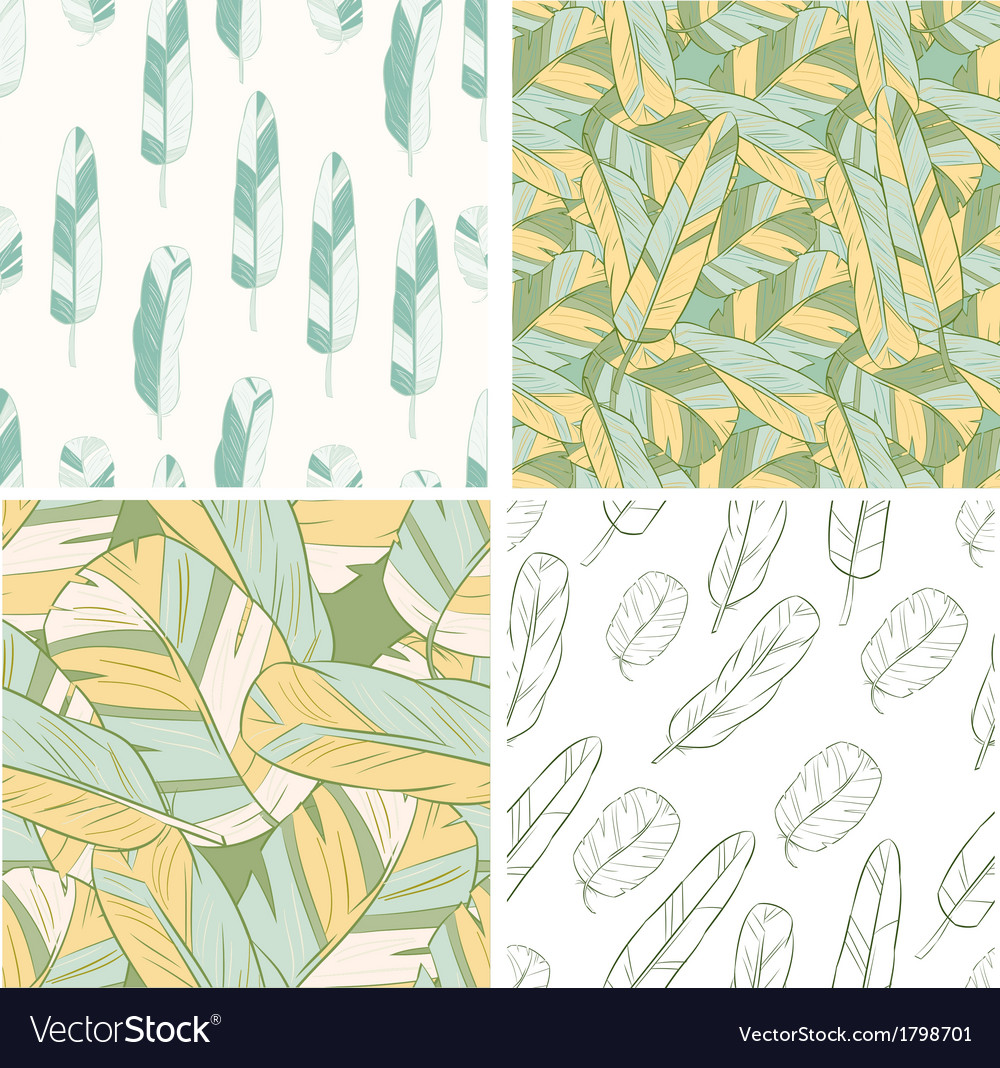Four seamless patterns with feather